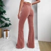 2026 Autumn/Winter new style European and American cross-border high-waisted corduroy flared pants solid color casual wide-leg long sweatpants for women undefined